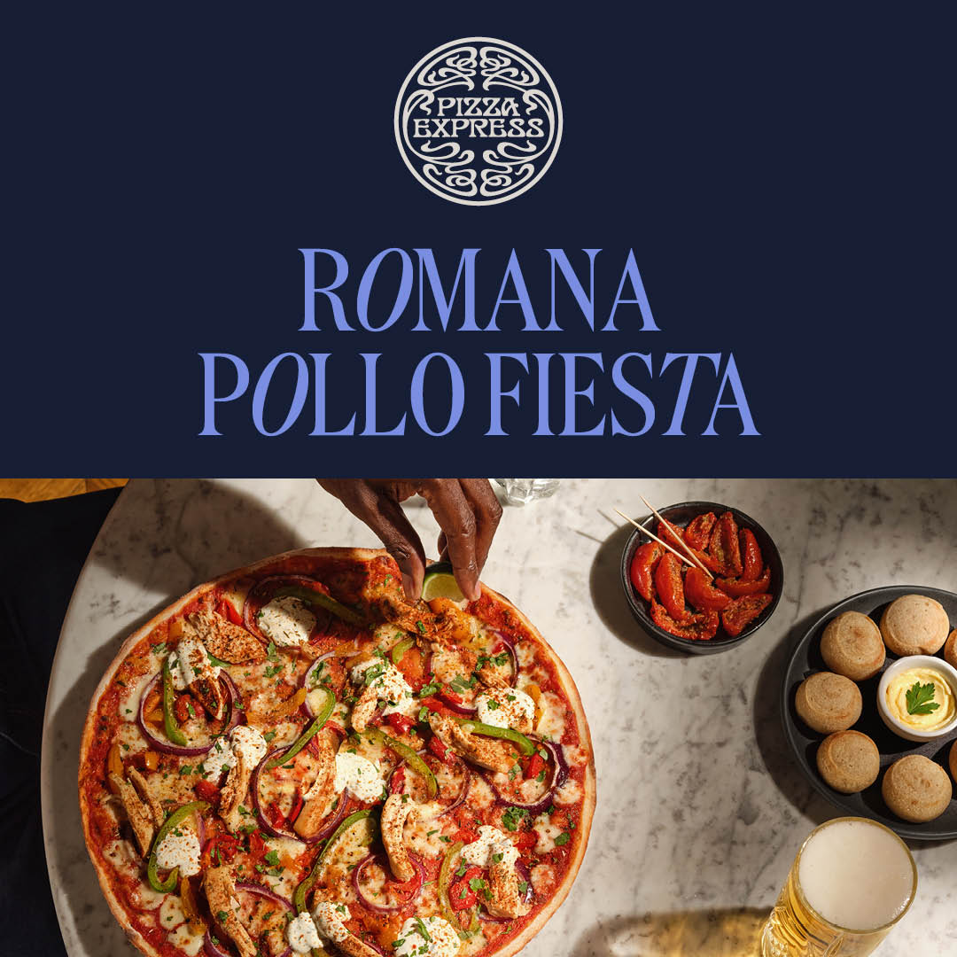 Romana Pollo fiesta pizza available from PizzaExpress at Welcome Break